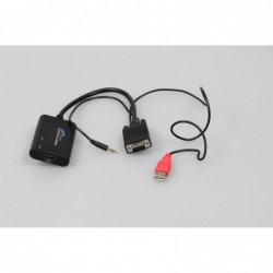CONVERSOR HDMI HEMBRA A VGA MACHO CON USB Y AUDIO